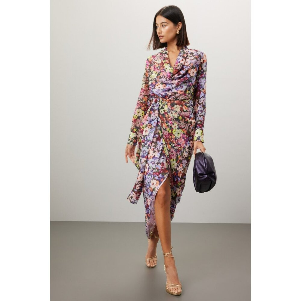 Georgeous Amanda Uprichard Salvador Long Sleeve Floral Gown XS